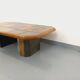 Vintage Brutalist Stone and Oak Coffee Table from the 70s 80s