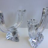 Pair large candlesticks crystal candlesticks cristallerie de lorraine