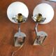 Pair of wall lamps Sciolari opaline chrome steel 60s