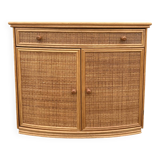 Vintage low sideboard, Exodia, bamboo and rattan, 80s