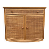 Vintage low sideboard, Exodia, bamboo and rattan, 80s
