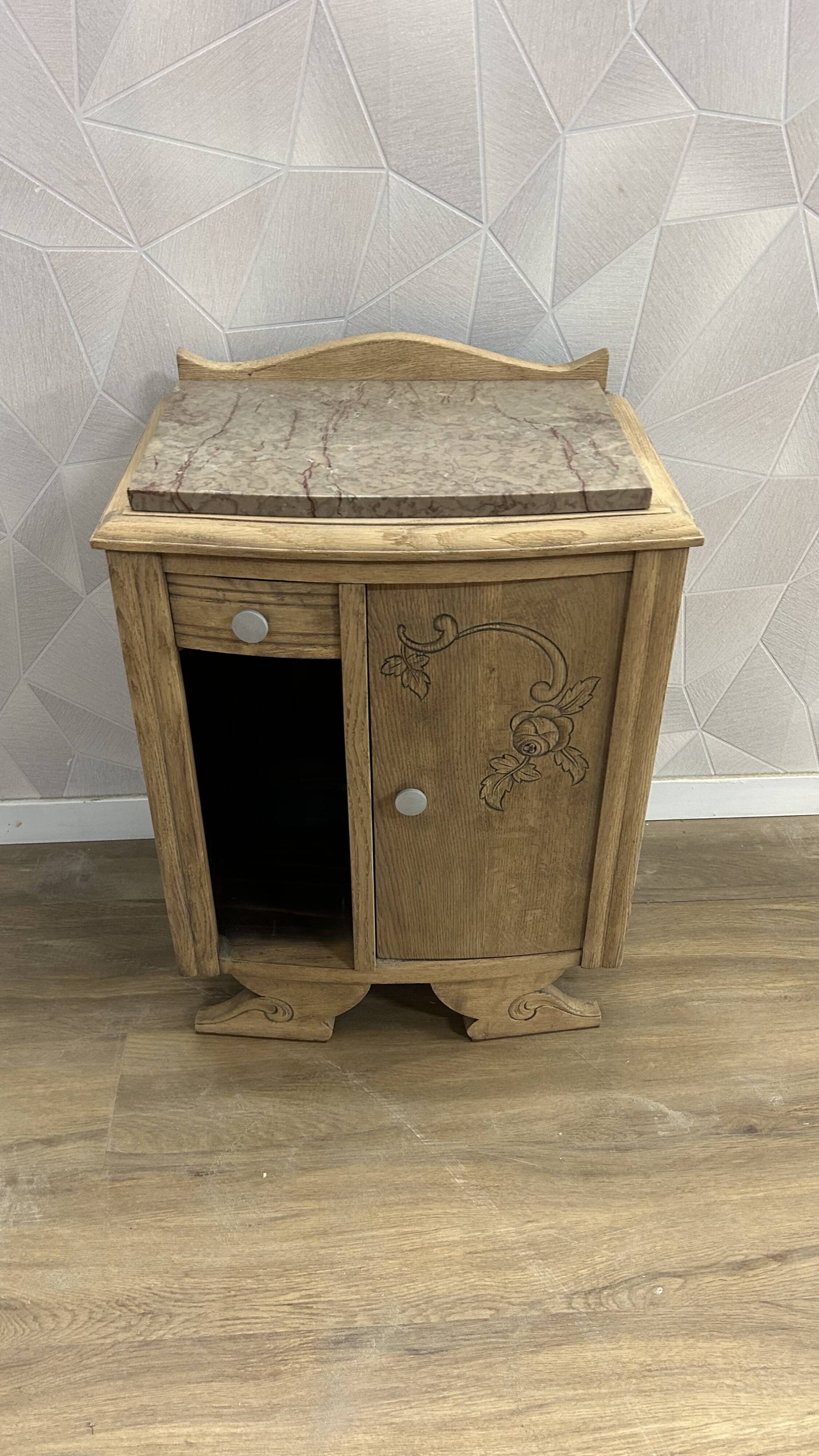 Antique art deco airbrushed bedside table