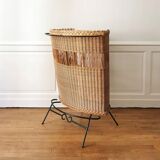 Bar and its 2 rattan stools, 1950