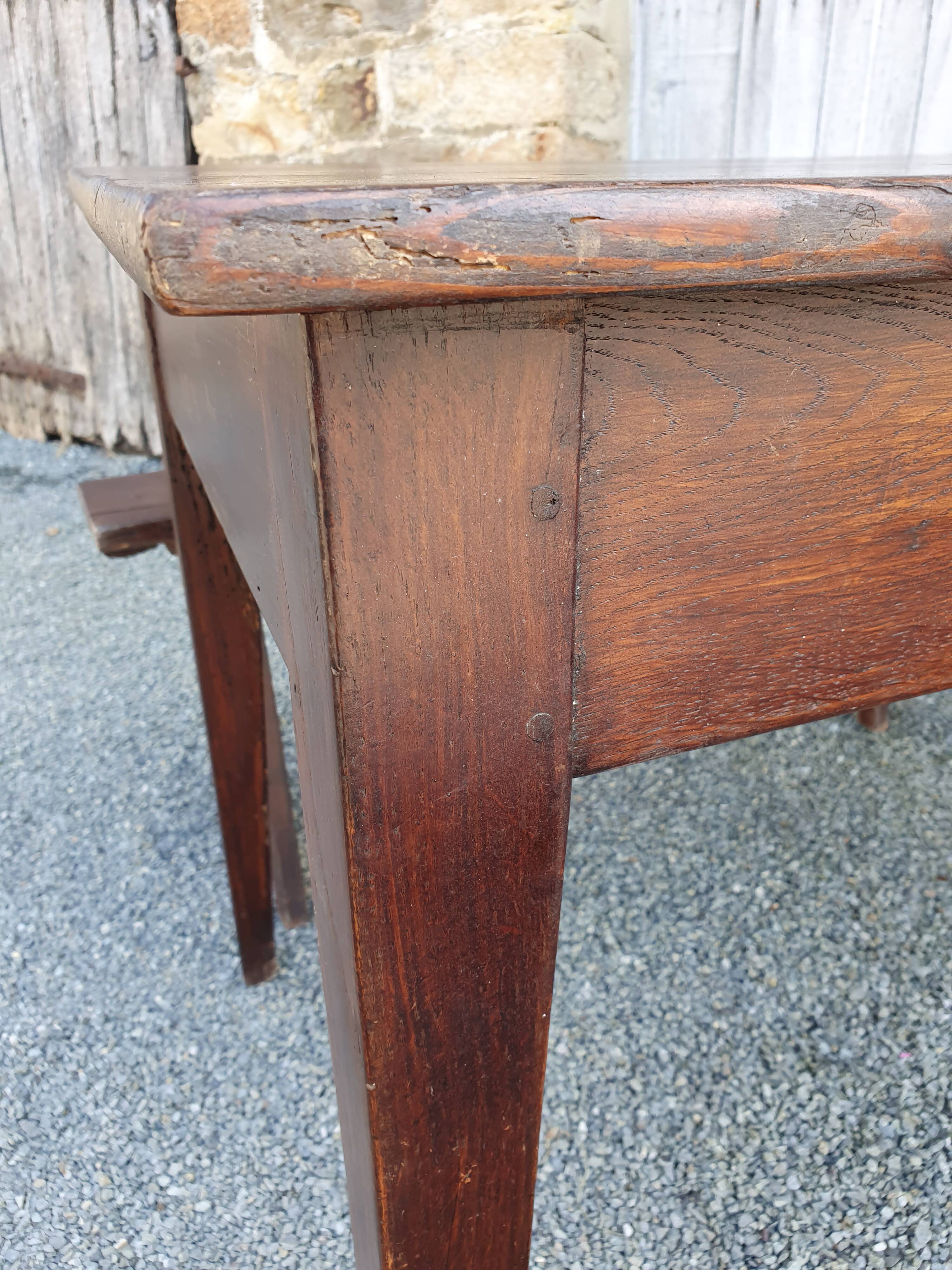 Small farm table and its two benches, vintage