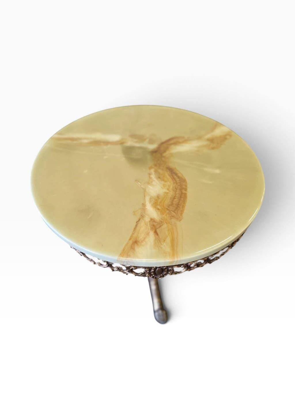 Vintage brass side table/coffee table with an onyx top.