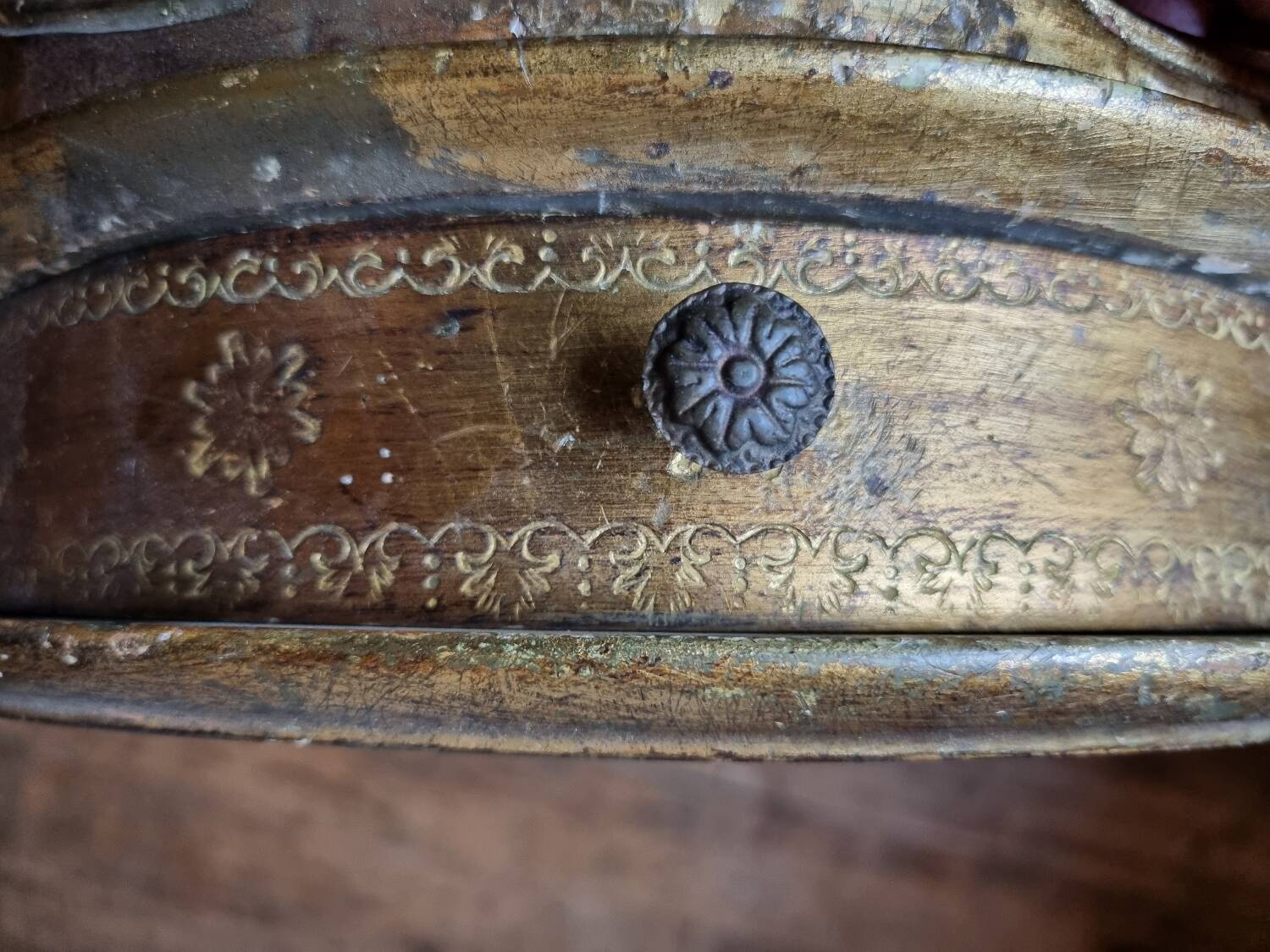 Mid-19th century wall console in wood and gilded stucco