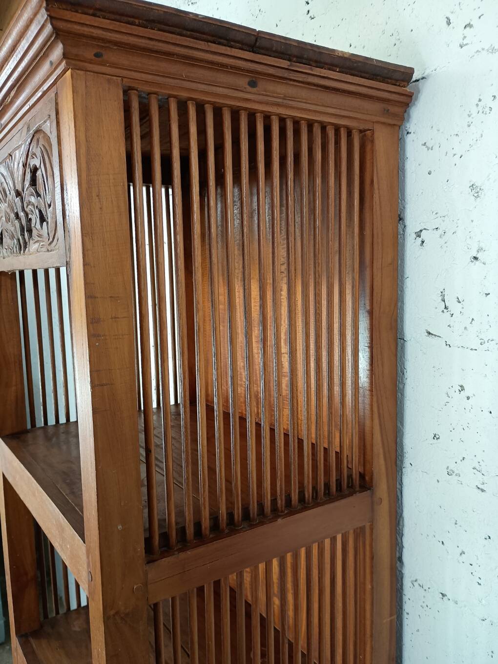 Exotic wood shelving unit from the 90s