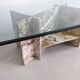 Italian marble coffee table with glass top 1970's