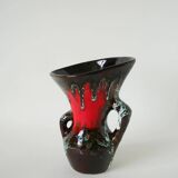 Ceramic vase, brown & red, 1970