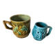 Vintage barbotine cup duo