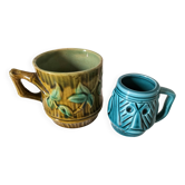Vintage barbotine cup duo