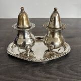 Vintage Salt and Pepper Shaker Set on Tray