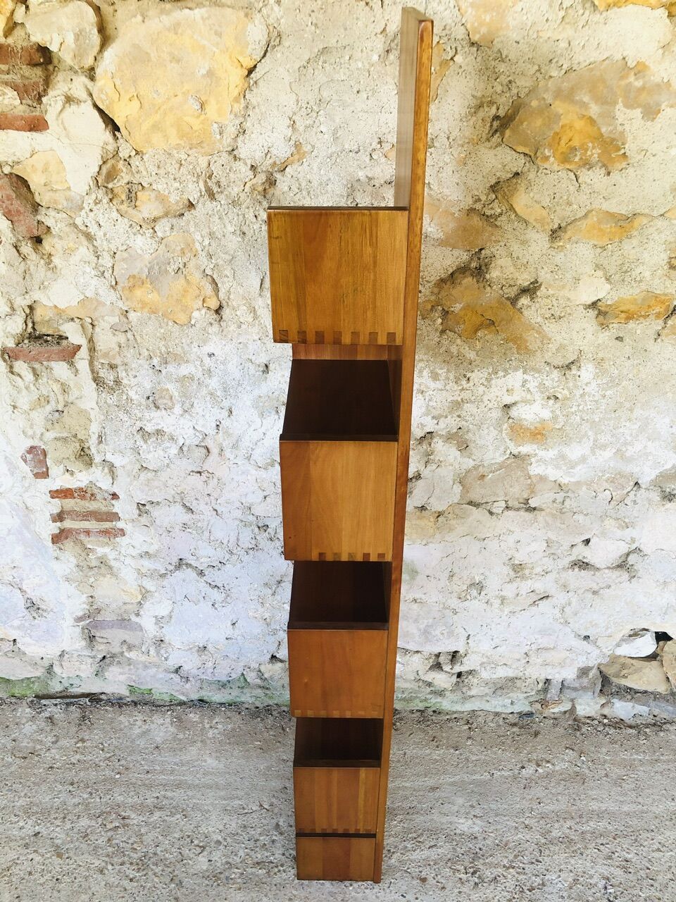 Vintage straight wall shelf, Scandinavian teak style, Circa 70's