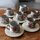 Stoneware coffee service signed Gustave Le Murier – 6 cups, 6 saucers