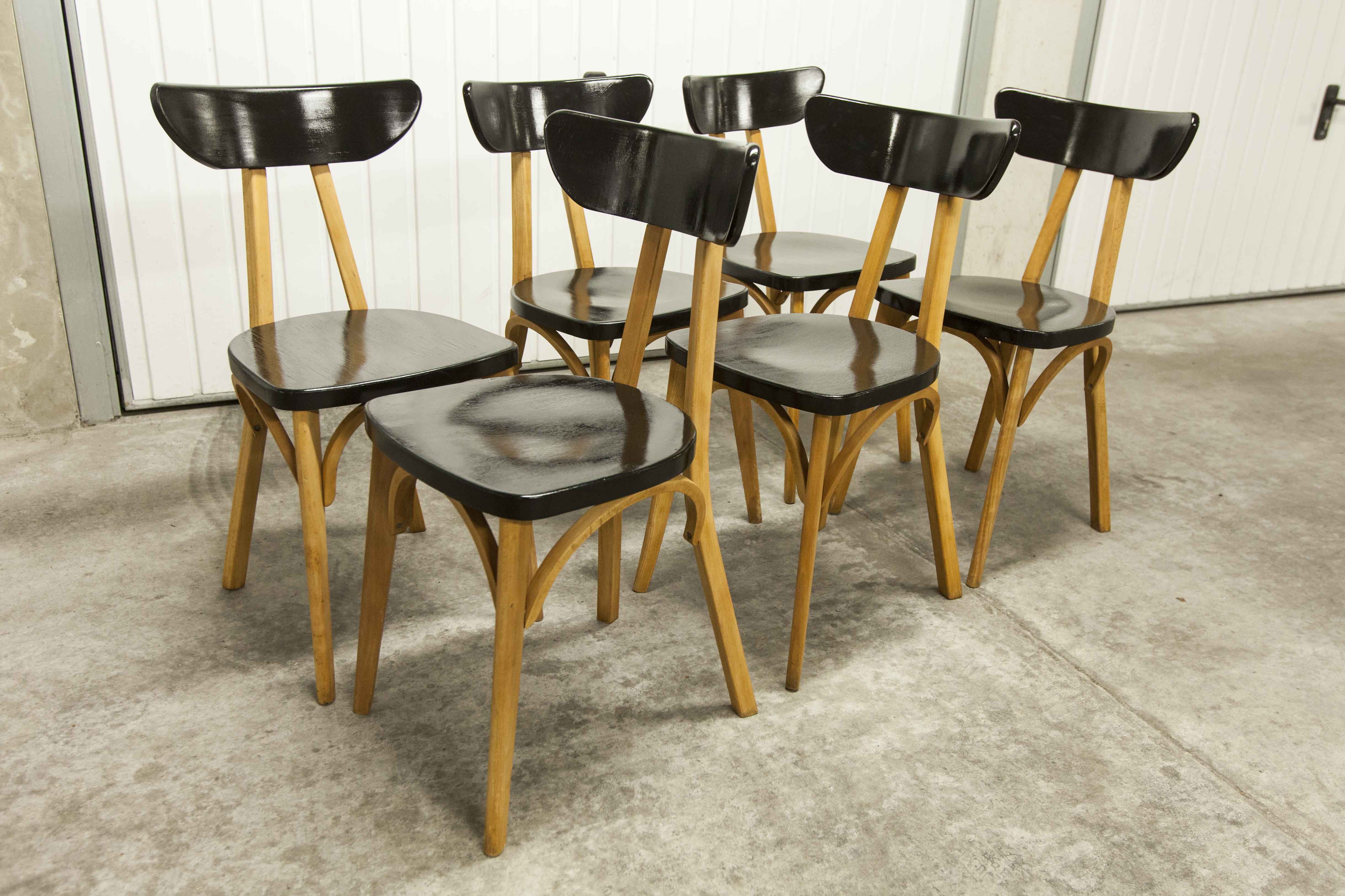 Set of 6 restored Luterma "banana" chairs