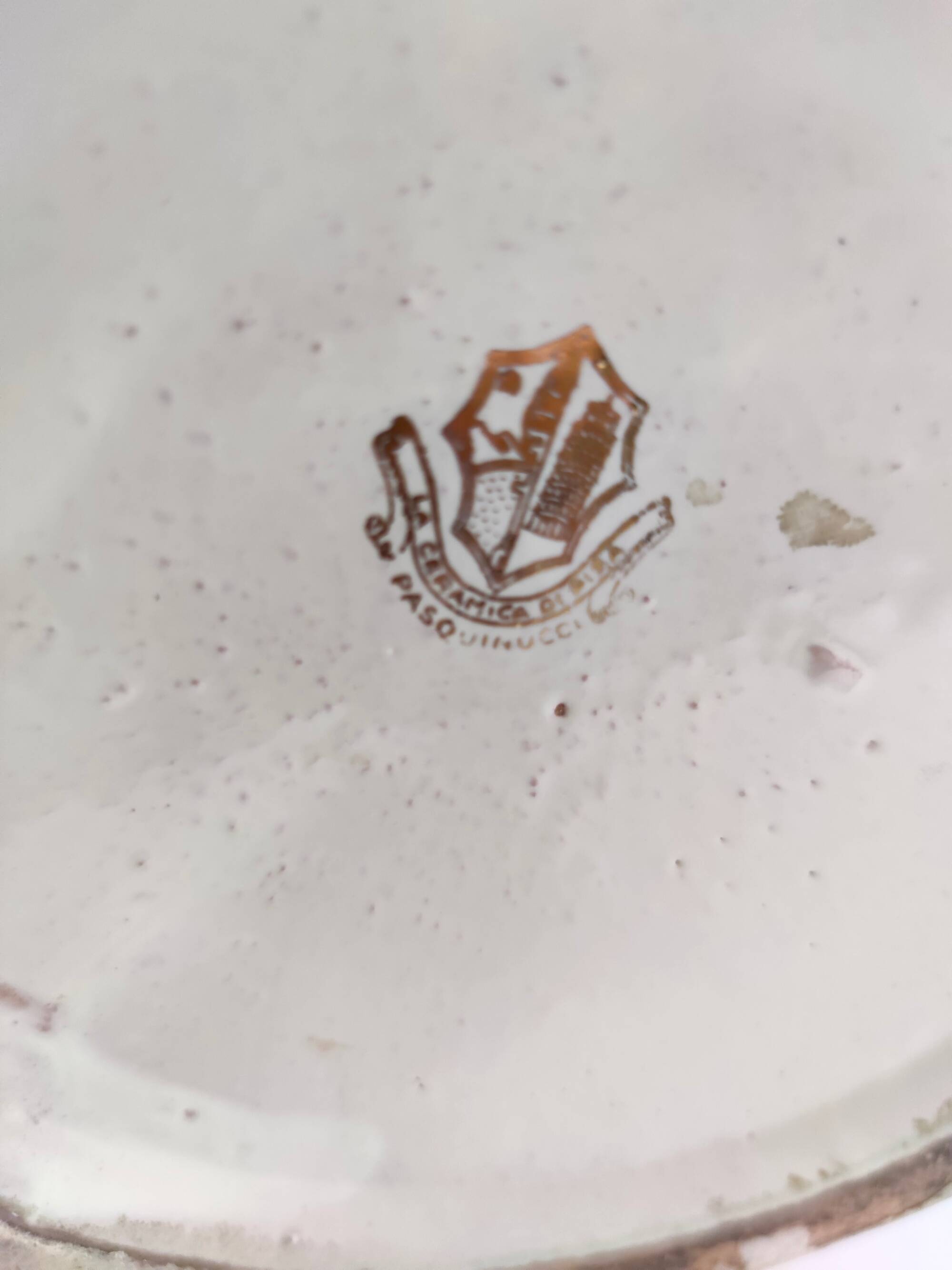 Orange and Beige Lacquered Earthenware Vase / Umbrella Stand by Pasquinucci