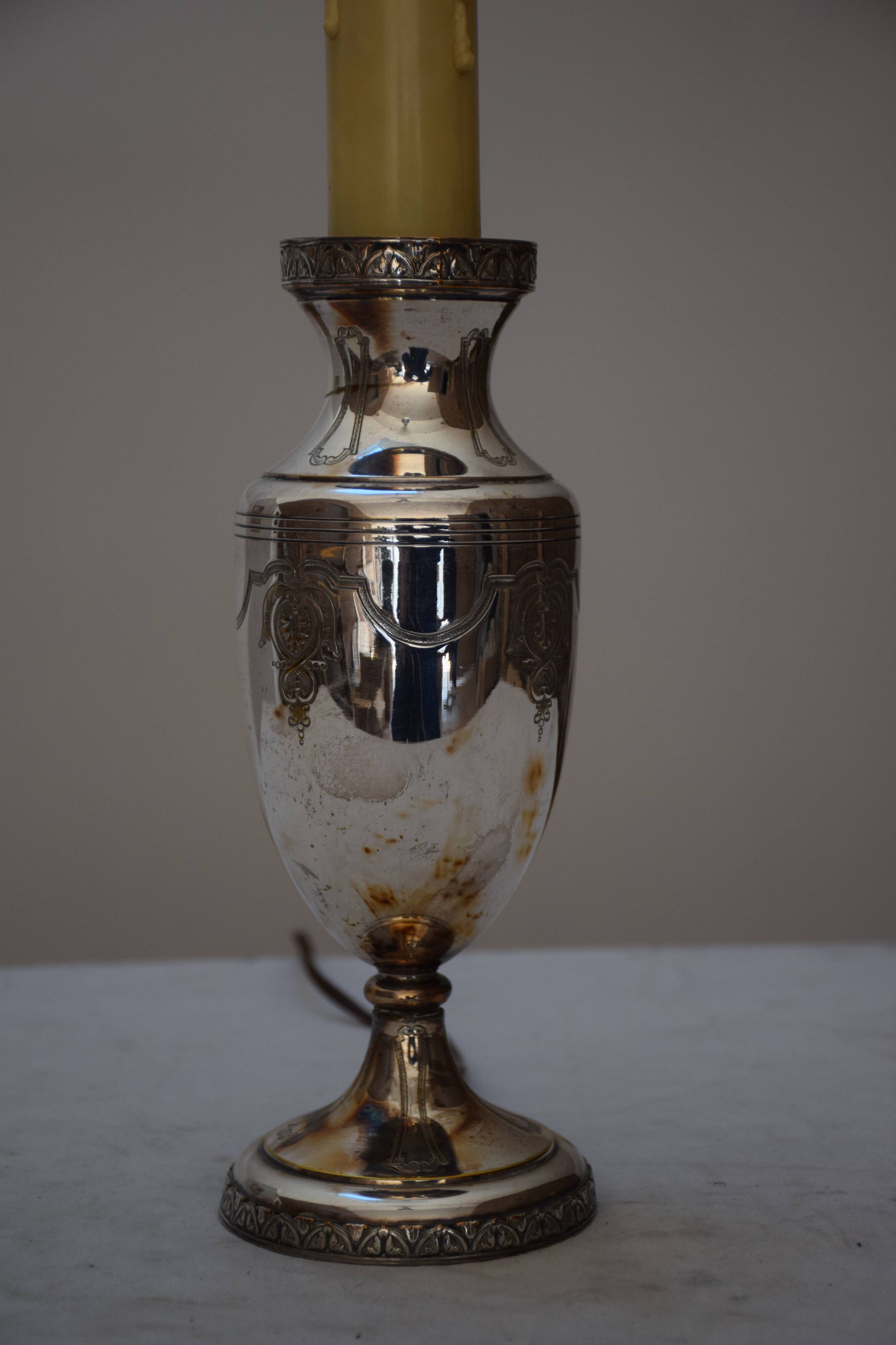 Silver metal lamp foot