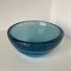 Beautiful and heavy blue bubbled glass cup