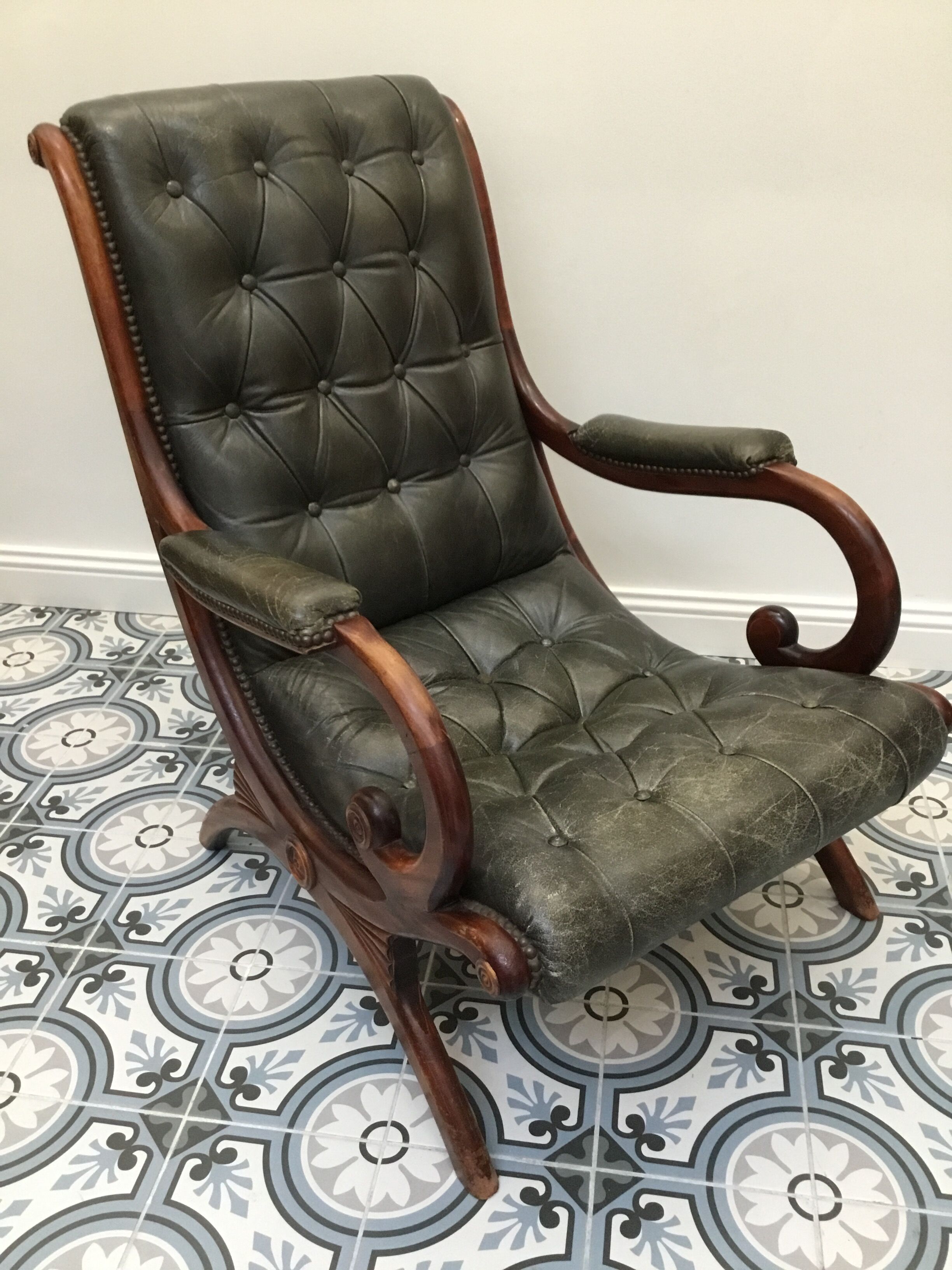 Pair of chesterfield style armchairs