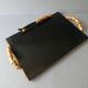 Wooden cheese board, bamboo handles, signed
