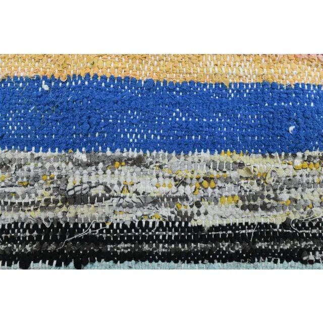 Vintage Turkish Oushak Handmade Wool Cotton Blue Area Rug 86x175