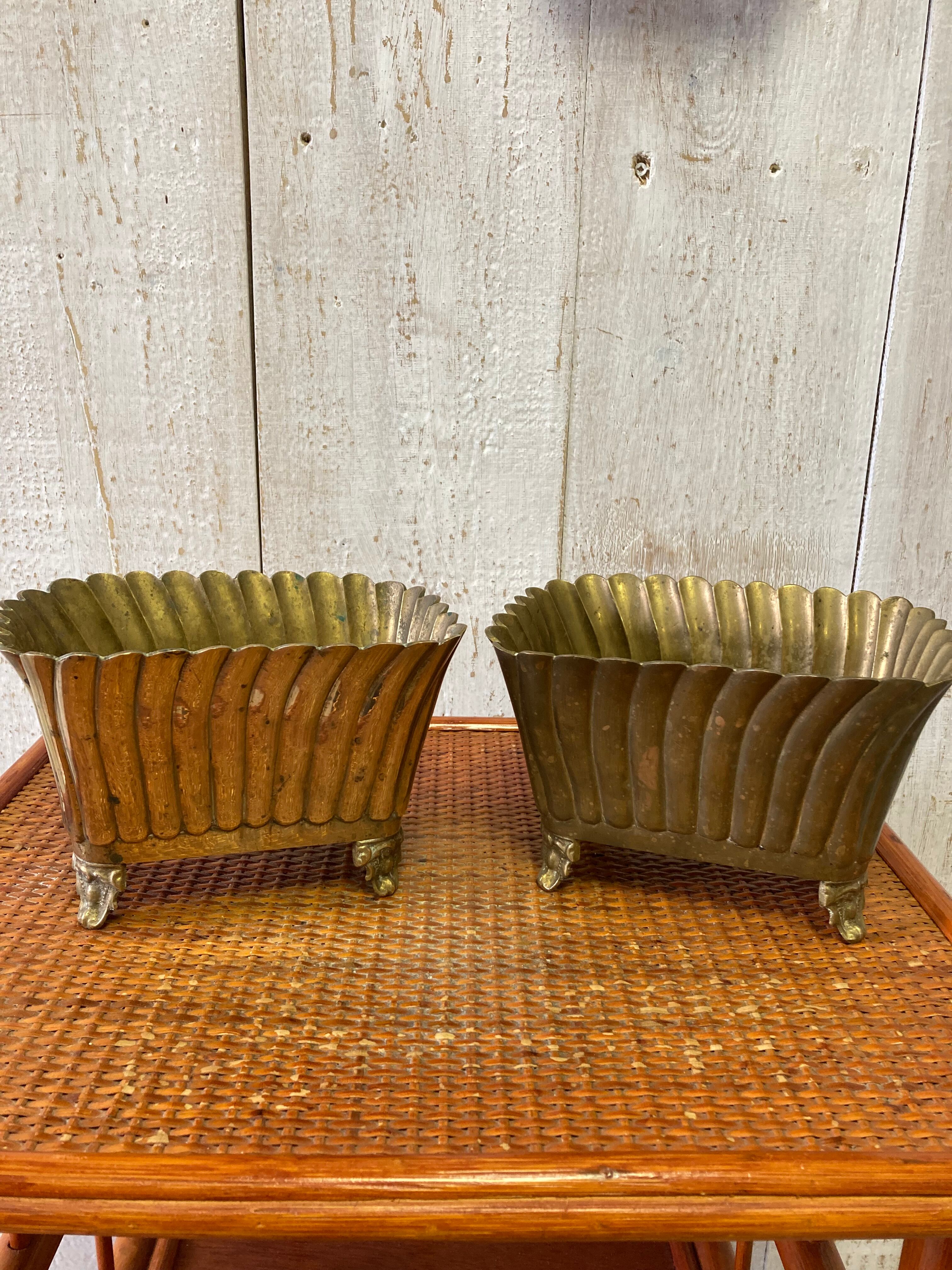 Pair of brass planters