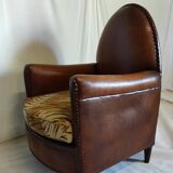 Leather club chair model cathedral circa 1970
