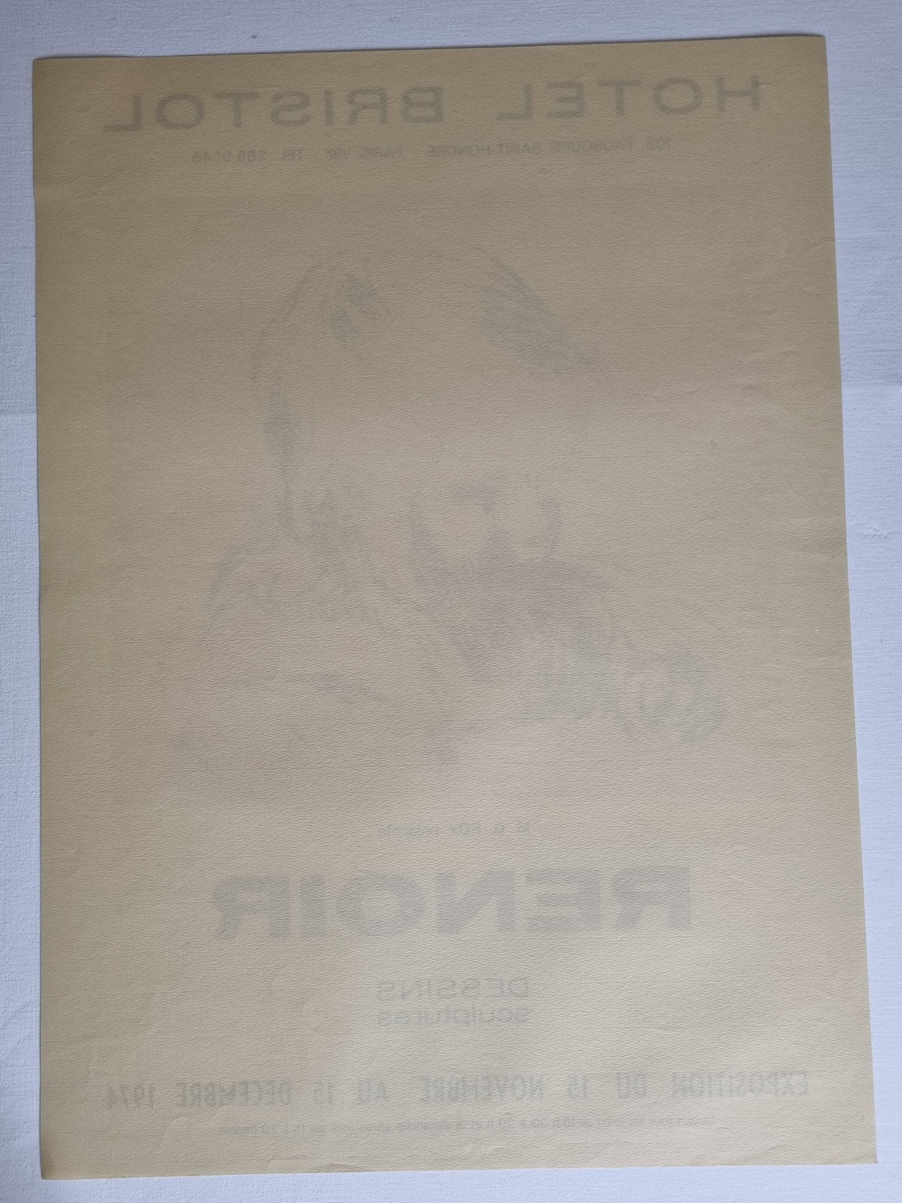 Lithographic poster on Arches paper, Renoir, Hotel Bristol, 1974