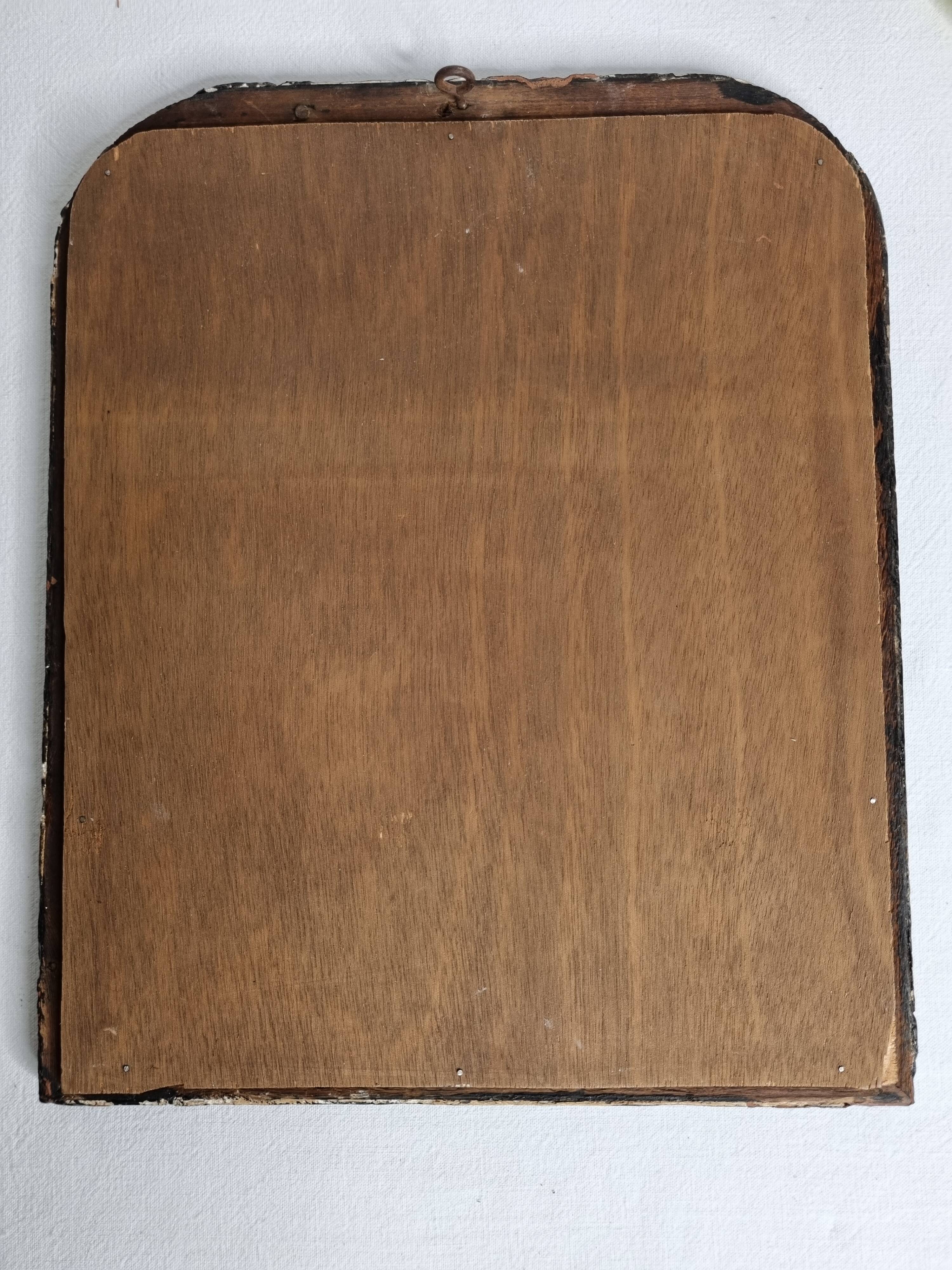 Antique Louis-Philippe mirror, painted wood imitation wood, 27 x 34 cm, 19th century