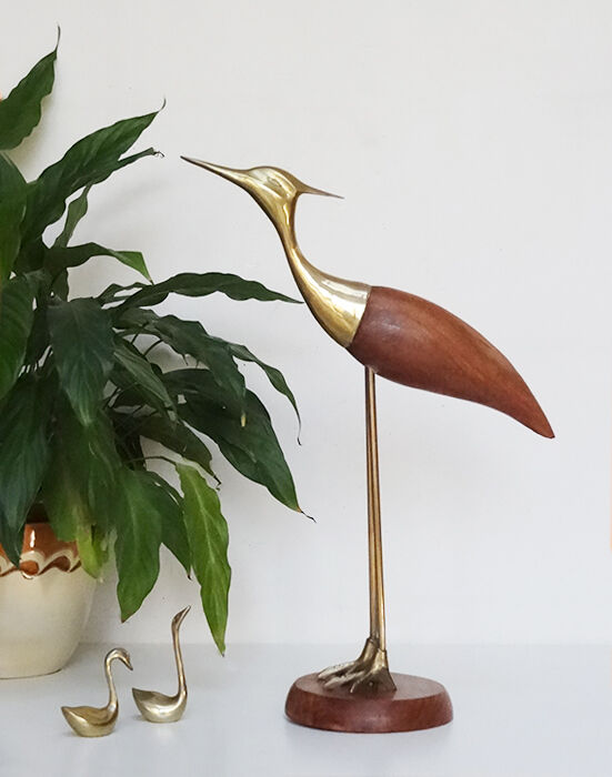 Wood and brass heron