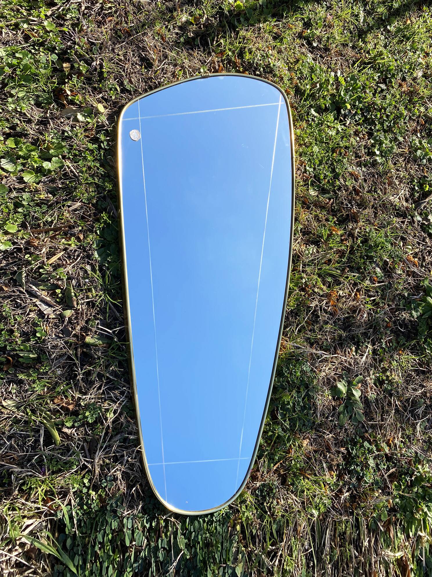 Grand miroir mural de forme asymétrique, Allemagne années 60