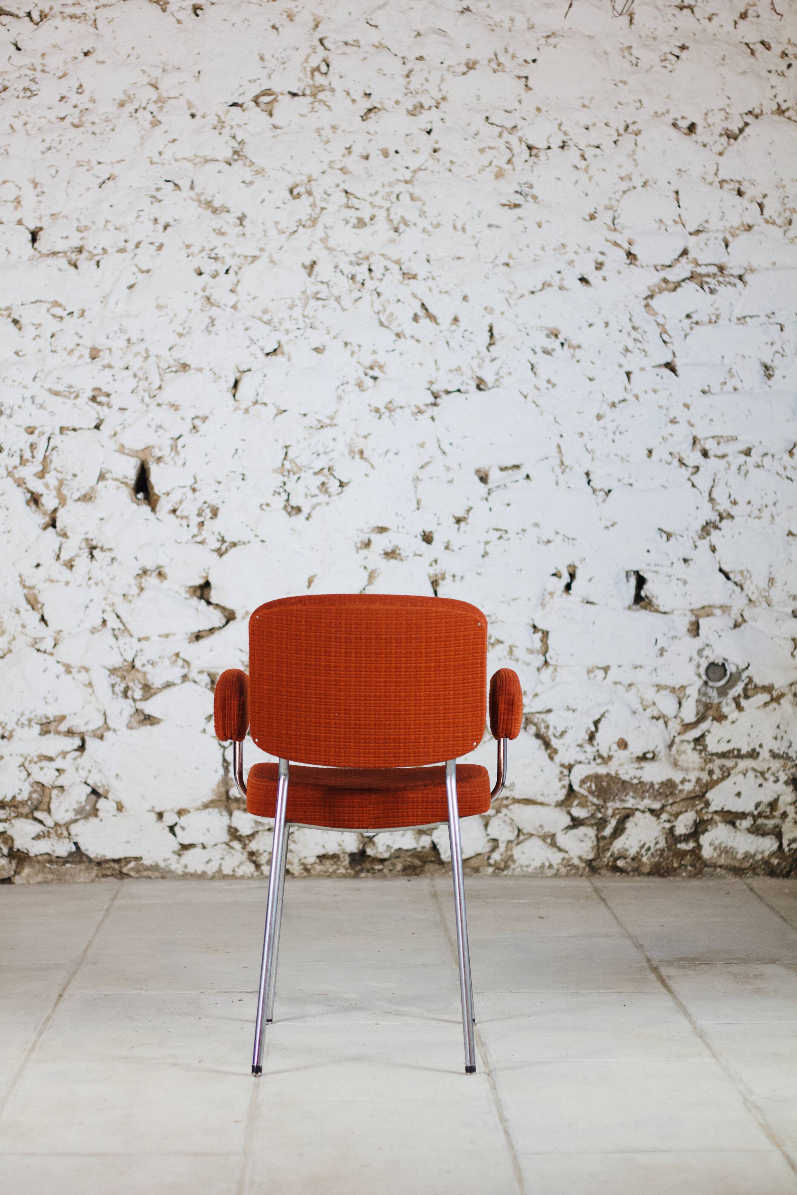 Vintage orange velvet armchair, 1970