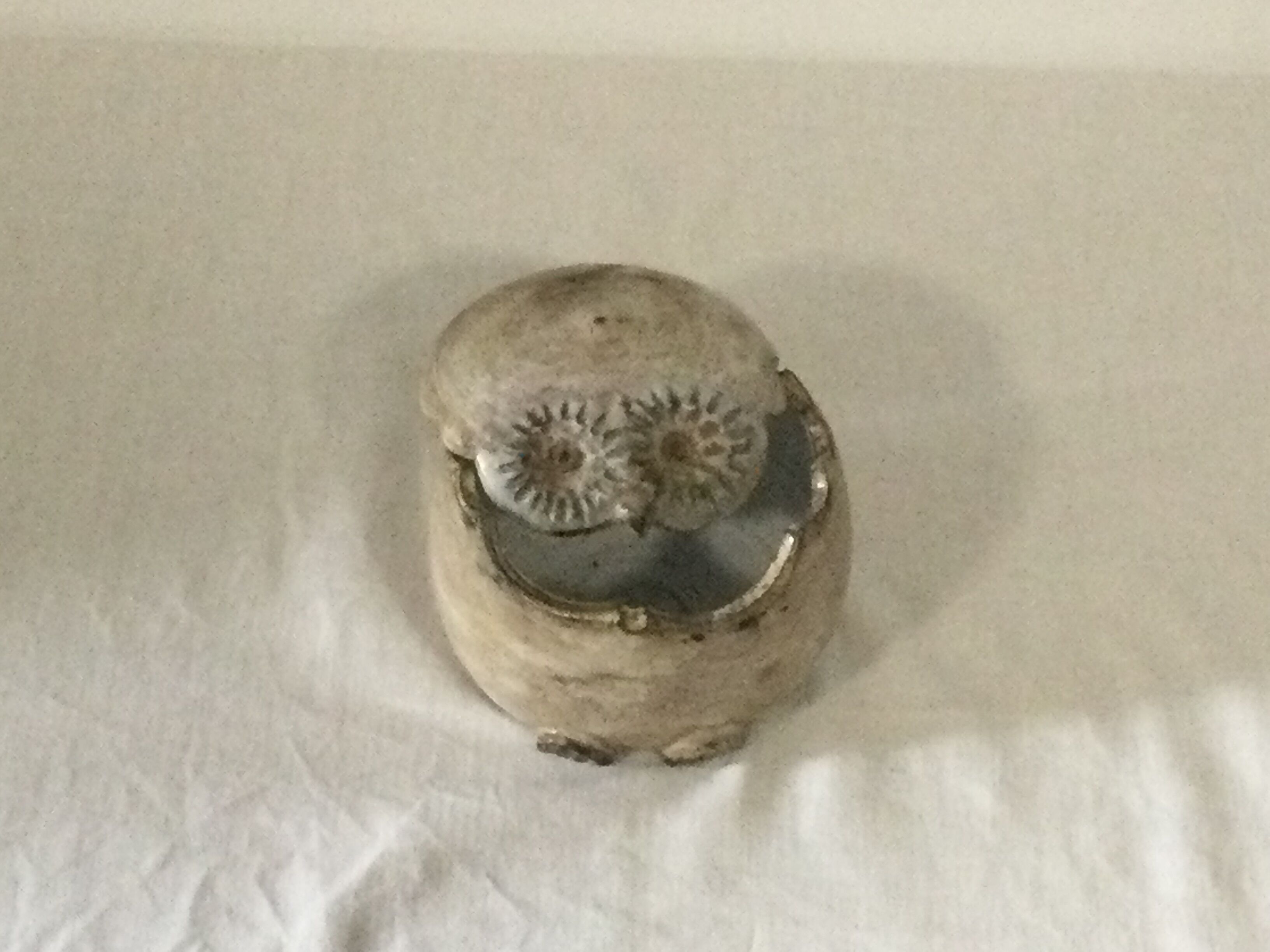 Sandstone box with lid signed Argans