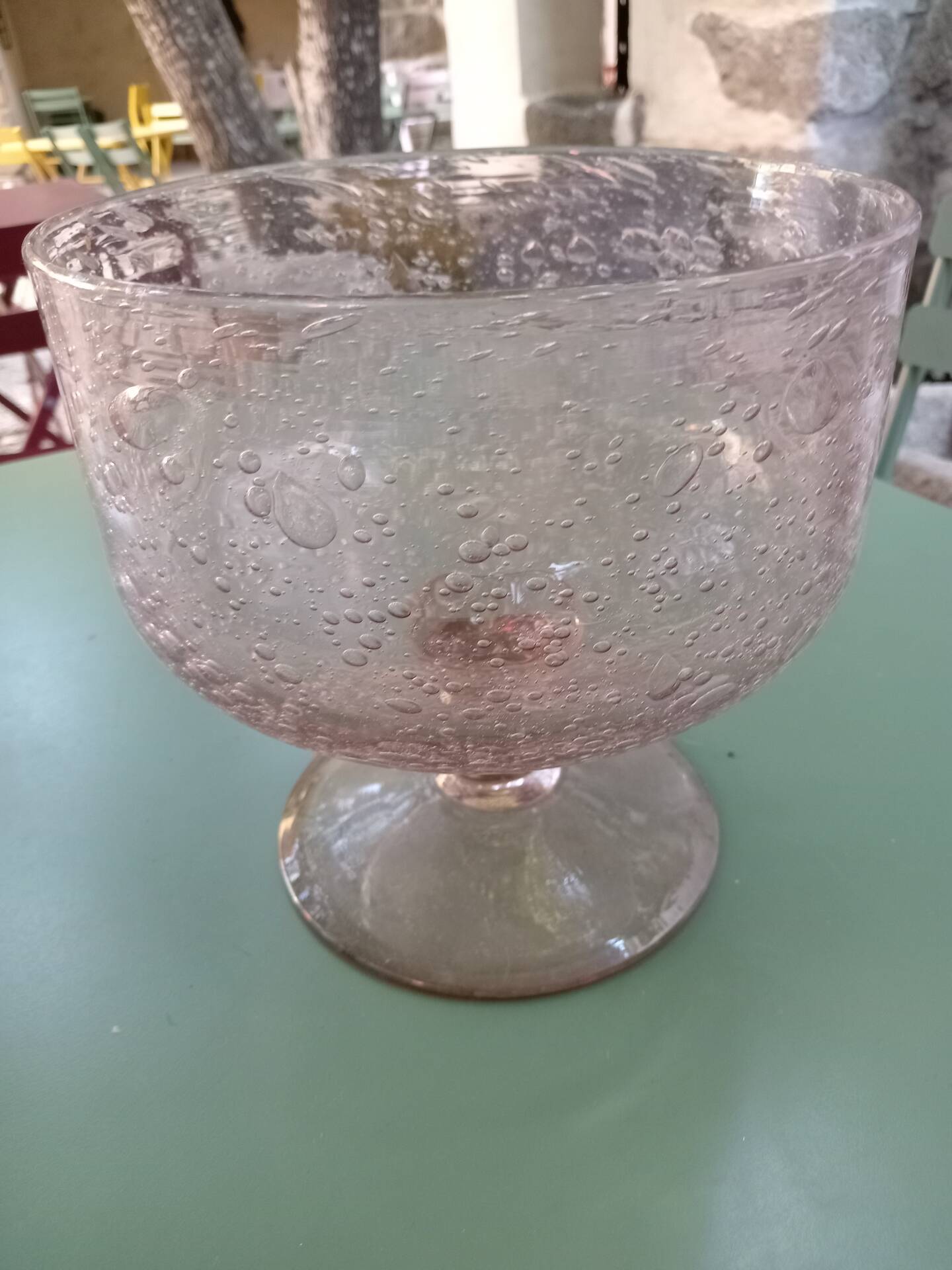 Blown glass salad bowl