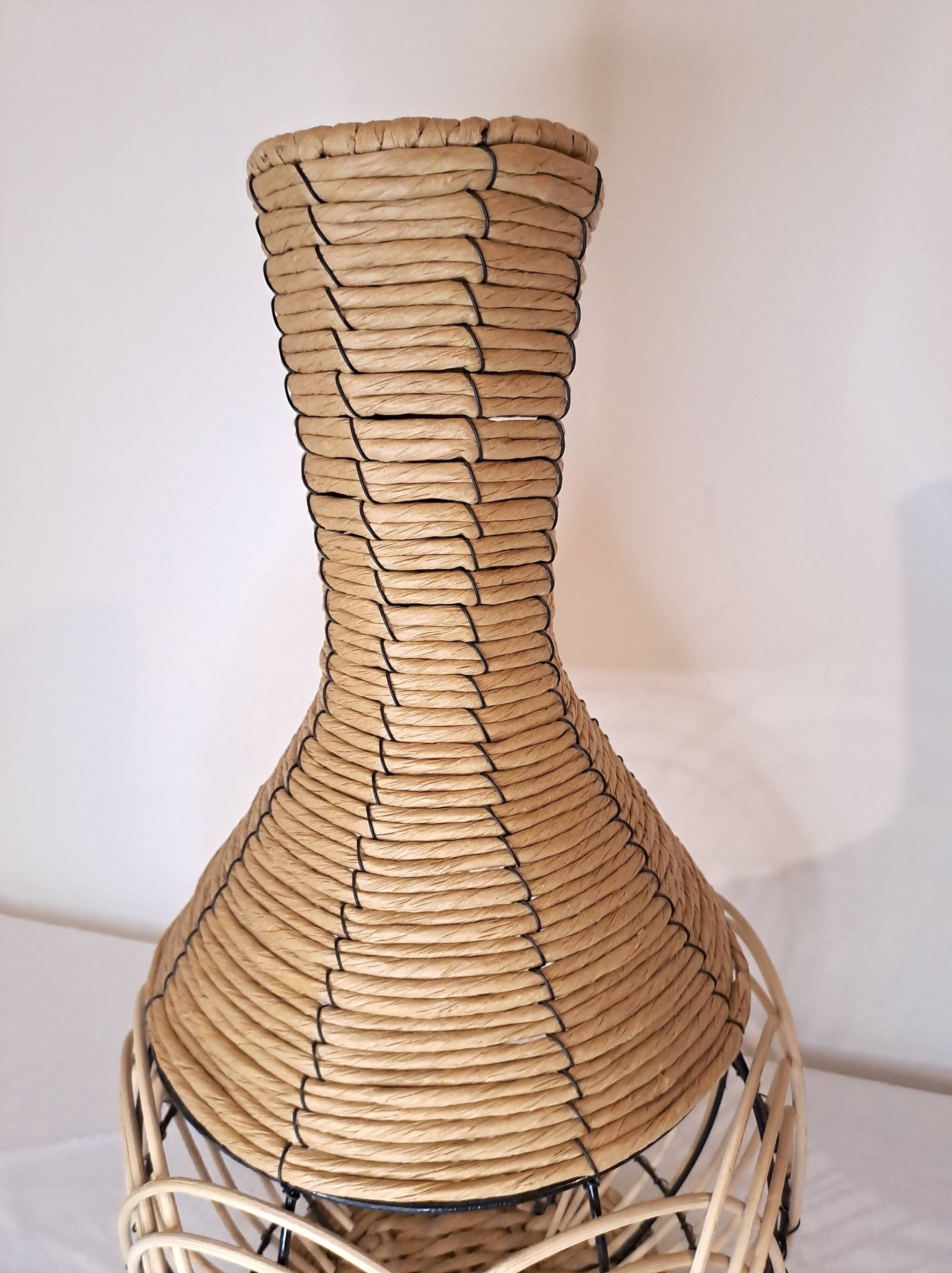 Wicker and rattan decorative vase – modern ethnic style