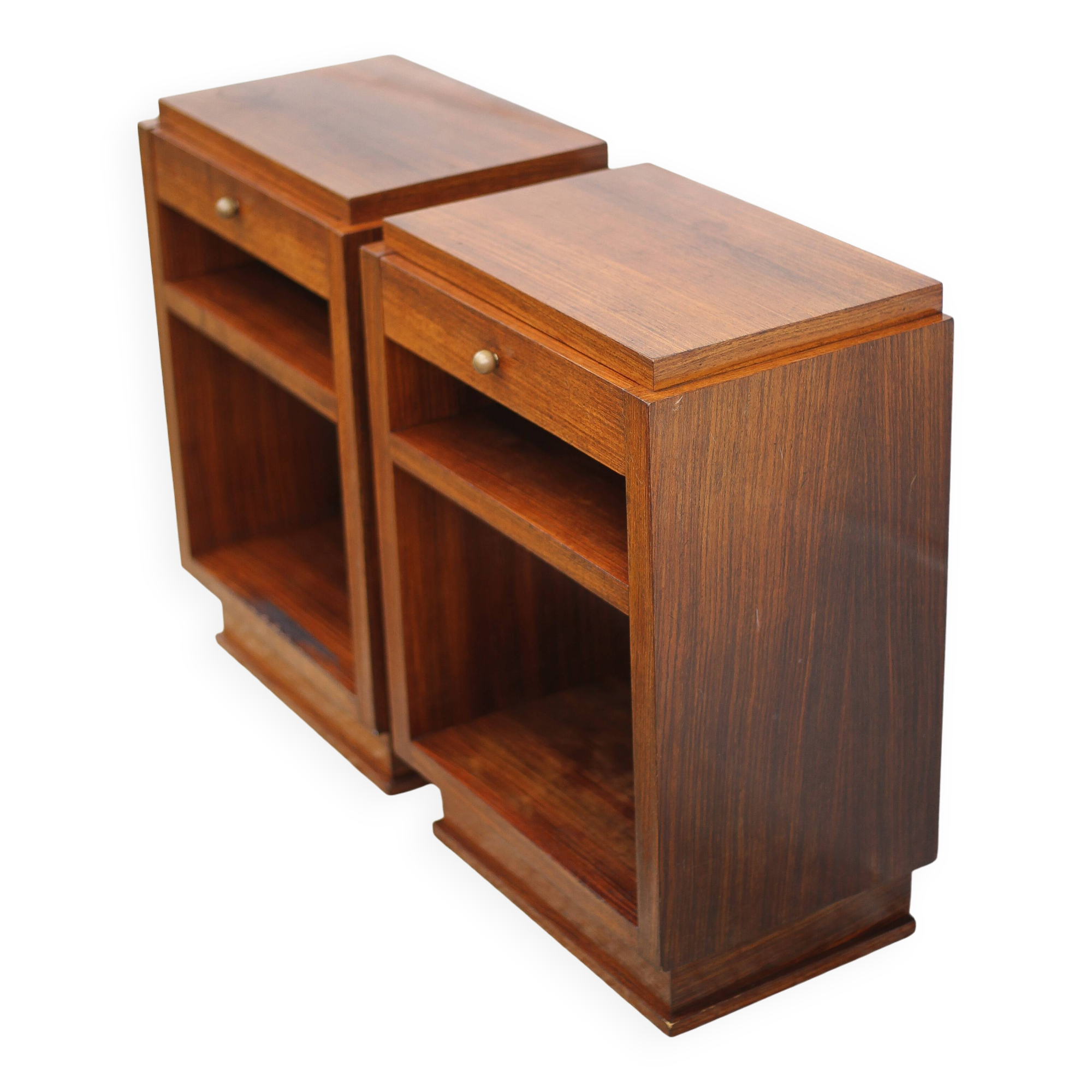 Pair of art deco nightstands, art deco wooden bedside tables, can end