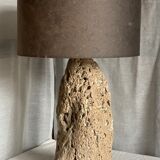 Brutalist vintage stone lamp from the 1970s, raw art.