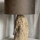 Brutalist vintage stone lamp from the 1970s, raw art.