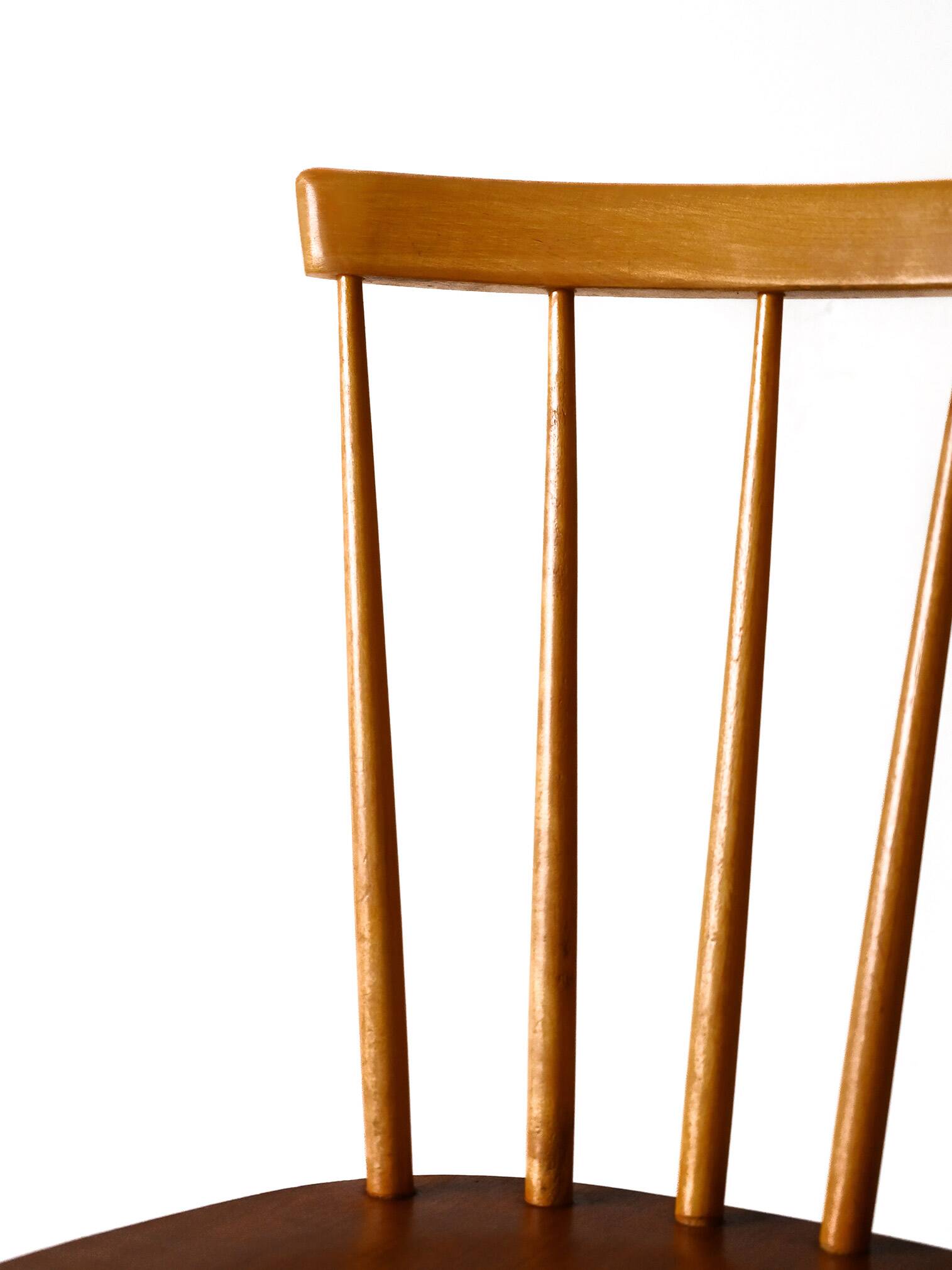 Pair of Scandinavian 1950s/60s beech and teak chairs Pinstol type