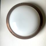 Vintage  wall or ceiling light in Mahogany & copper with  glass from a yacht