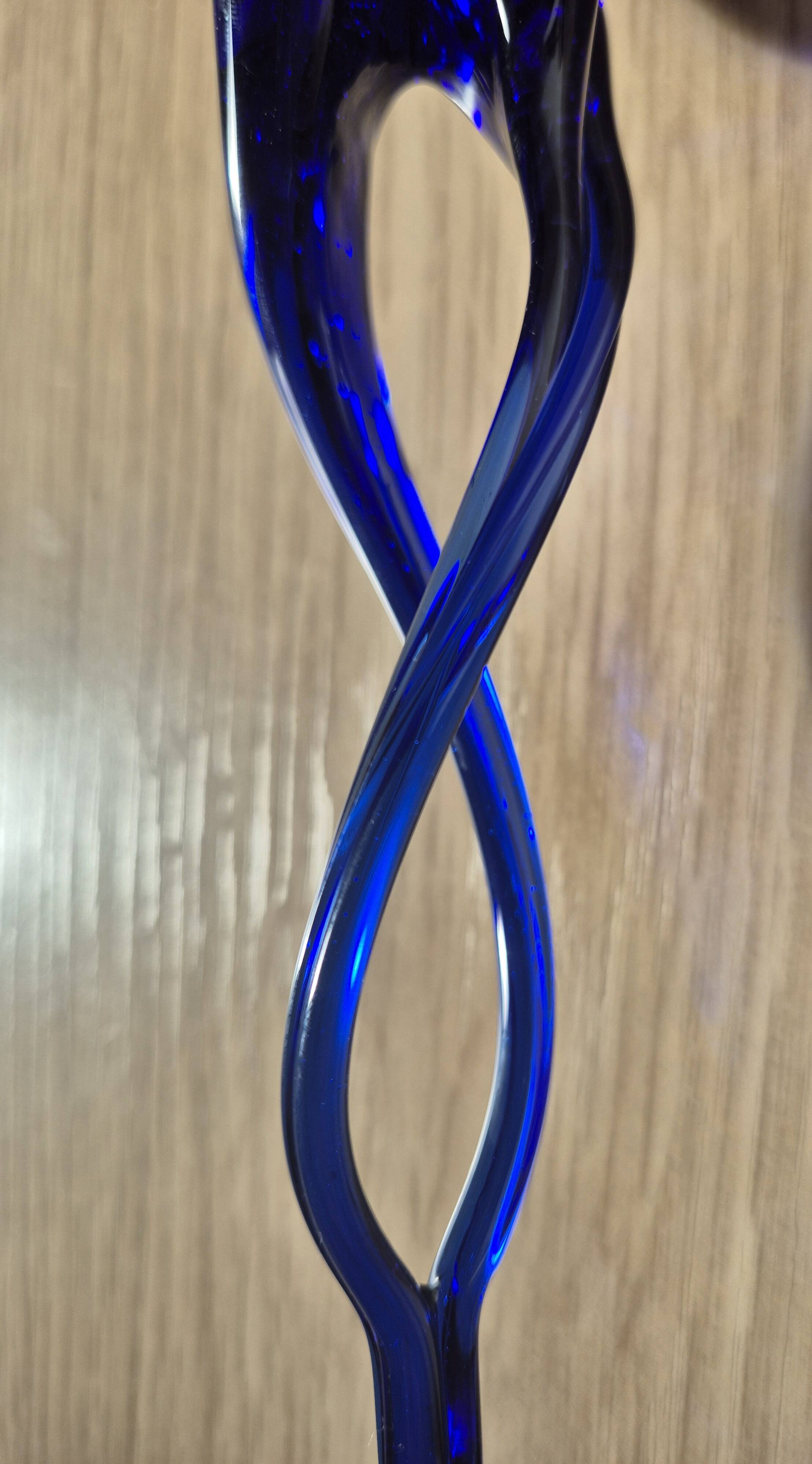 Sculptural Glass Candle Holder in Jozefina Krosno Style – Cobalt Blue