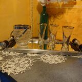 Top with bottom rectangular mirror in art deco style with two wooden cuffs France