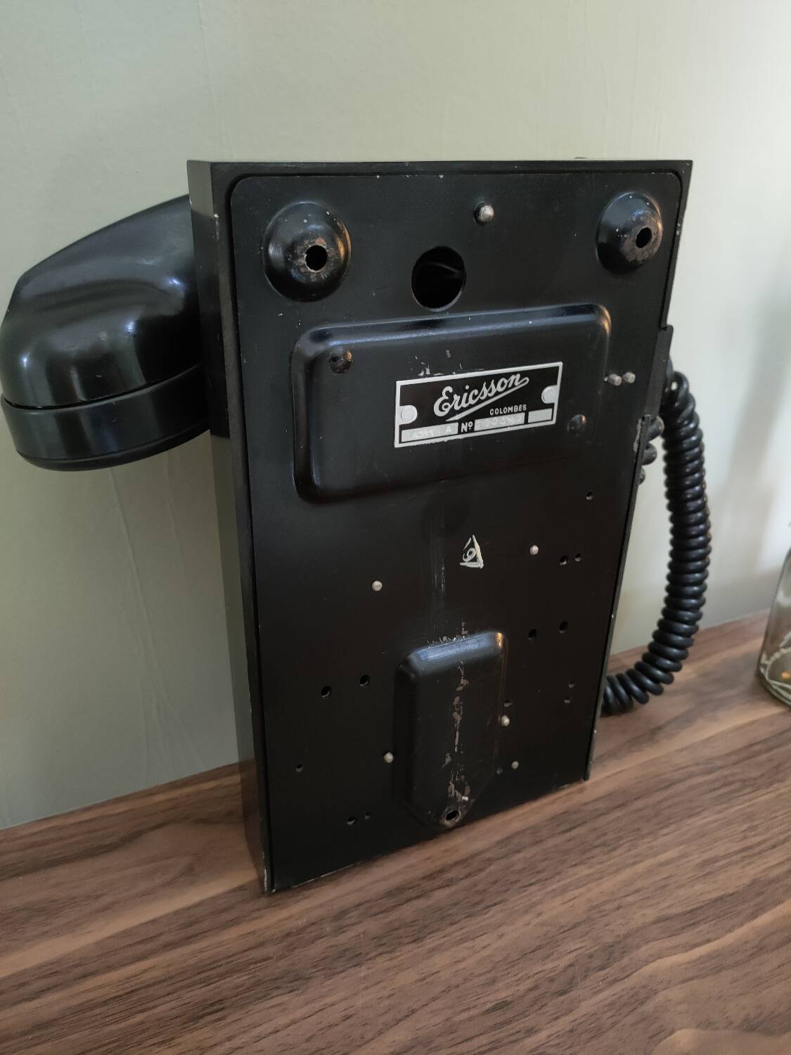 Old bakelite wall telephone