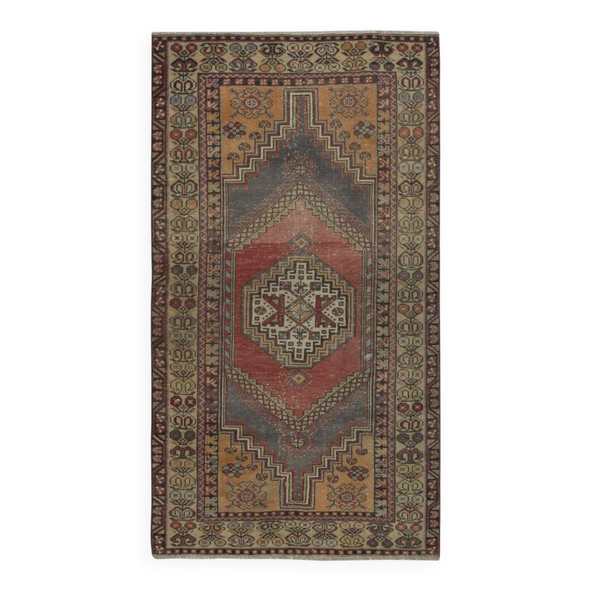 Vintage Handmade Turkish Oriental Rug for Country Homes, Rustic & Tribal Interiors. 100% Wool