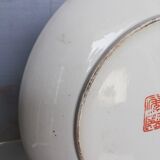 Plate china porcelainE enamelled family pink Lotus + Brand