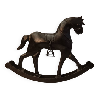 Black metal rocking horse decoration