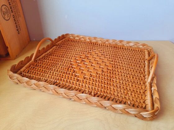 Woven rattan plateau 60s
