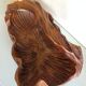 Brutalist carved wood fruit basket / vintage 60s-70s