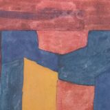Serge poliakoff: blue, red and yellow composition - lithograph