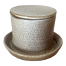 Beige brown two-tone stoneware water dish